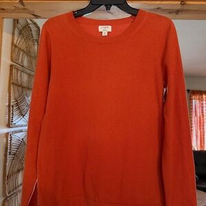 J. Crew Women's Vibrant Orange Crew Neck Sweater